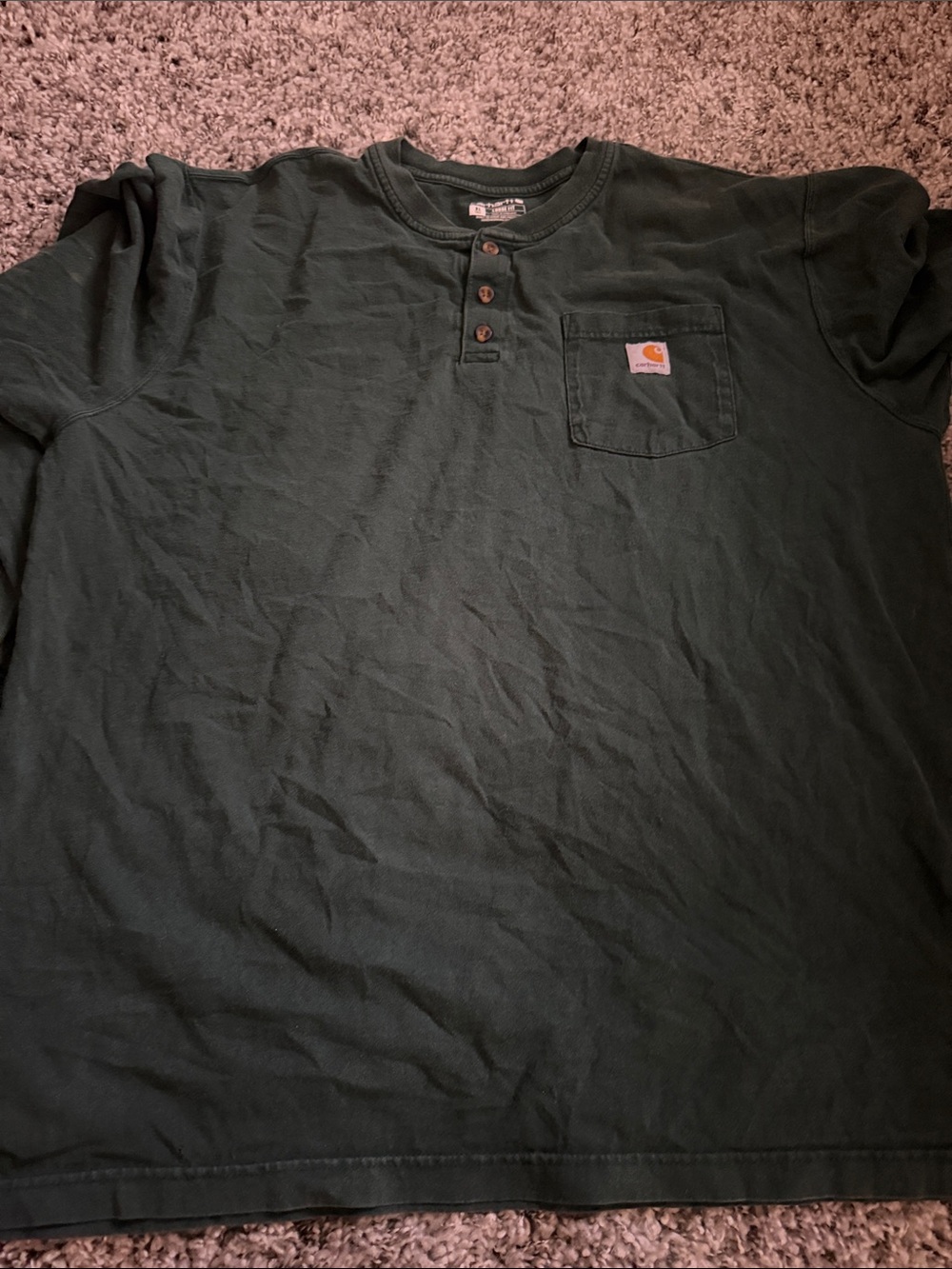 Carhartt Men’s Forest Green Long Sleeve Henley Pocket Tee